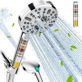 Cobbe front view chrome showerhead showing sleek face and multiple spray types and easy control