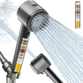 Cobbe front view showerhead showing polished face and five spray patterns for versatile showers