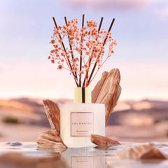 COCORRÍNA cotton reeds arranged by a bottle top, adjustable diffusion for tailored scent