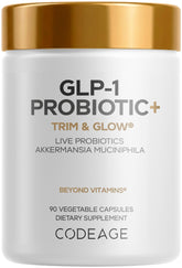 Codeage GLP-1 Probiotic+ front packaging showing product benefits