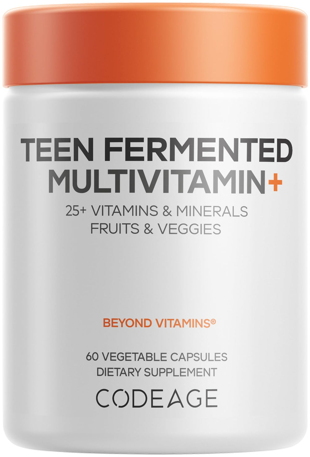 Codeage bottle front view showing label and benefits for teen health