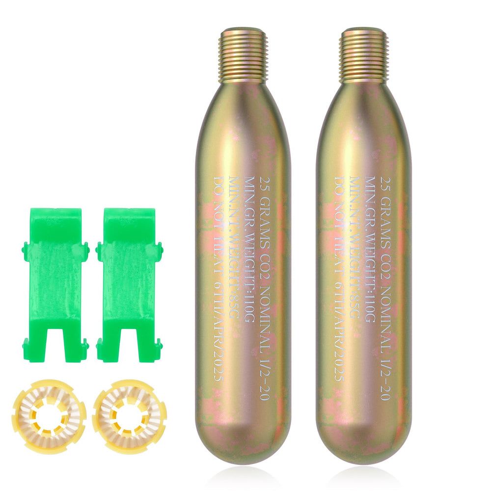 CODIEKEY front view of 24g CO2 cartridge pack showing contents and label for quick identification and safety