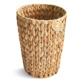 Coeusy front view of wicker trash can showing neat weave and compact size for tidy rooms