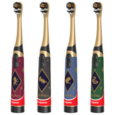 Colgate Harry Potter front packaging showing four house-themed brushes and benefit for easy group use