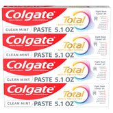 Colgate Total front packaging showing four tubes and brand benefit