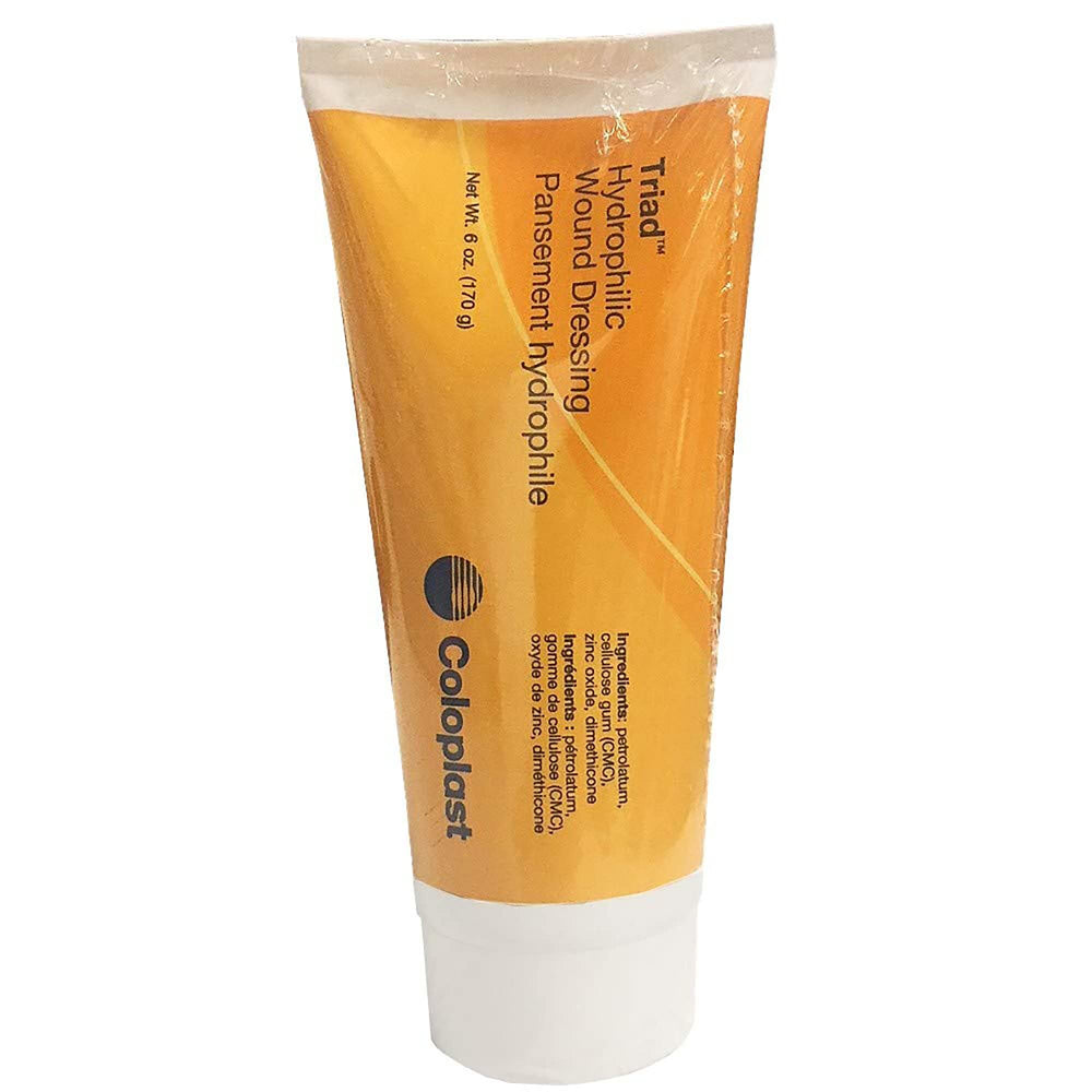Coloplast Triad front view of sterile 6 oz tube showing label and packaging benefit