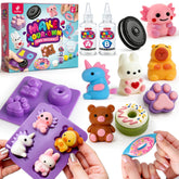 ColoPlay kit packaging showing all included squishy making supplies and benefits