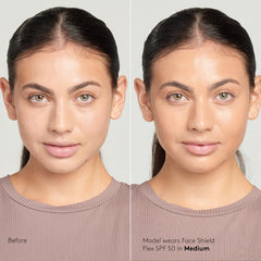 Colorescience swatches on arm illustrating shade adaptation and coverage benefit