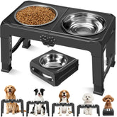 COMESOON front view of elevated dog bowls showing stable feeder benefit
