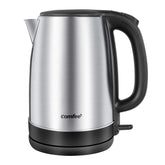 COMFEE' kettle front view showing stainless finish and compact design benefit: stylish countertop presence