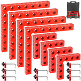 Comfylichi pack of eight corner clamps showing contents and benefit of organized setup