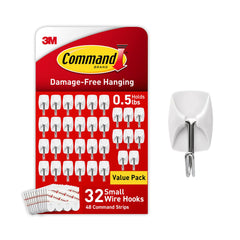 Command front packaging showing 32 hooks and 48 strips for easy organization