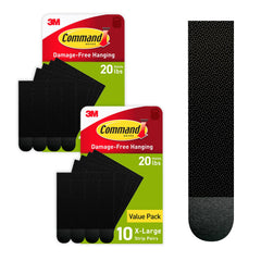 Command front packaging showing 20 black XL strip pairs and benefits