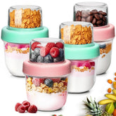 ComSaf front view of 4-pack jars showing lids and packaging, handy for meal prep