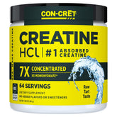 CON-CRET front of tub showing brand and unflavored label, highlights compact servings