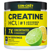 CON-CRET front label showing lemon lime flavor and 64 servings benefit