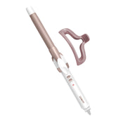 Conair 3/4-inch curling iron front view showing sleek white and rose gold finish and easy handling