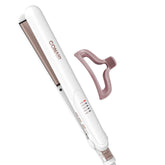 Conair flat iron front view showing sleek design and ergonomic grip, easy styling