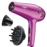 Conair front view pink dryer showing compact profile and fast drying benefit