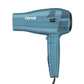 Conair front view of travel hair dryer showing controls and compact body for travel convenience