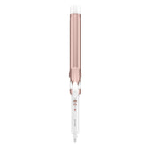 Conair front view of white rose gold curling iron showing sleek design and benefit of easy styling