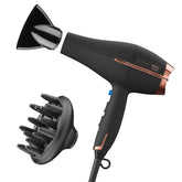 Conair InfinitiPRO front view showing sleek black body and rose-gold accents for stylish performance