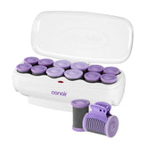 Conair lavender hot rollers front view showing kit and benefit of salon volume