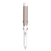 Conair long barrel curling iron front view showing sleek white and rose gold finish for stylish results