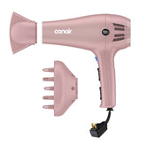 Conair matte light pink dryer front view showing sleek design and finish for stylish storage