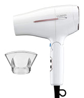 Conair travel hair dryer front view showing controls and white finish for dependable styling