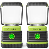 Consciot lantern front view showing bright 360-degree illumination benefit