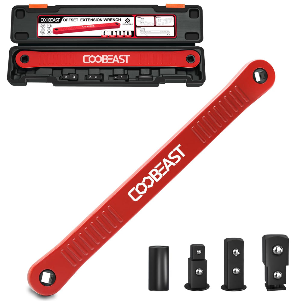 coobeast front profile red offset wrench showing slim access and sturdy build