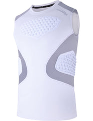 COOLOMG front view youth chest protector showing low-profile fit and protection benefits