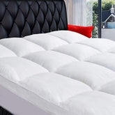 COONP king mattress topper front view showing full fitted coverage and neat corners for secure fit