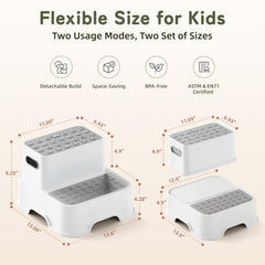 COOSEYA stool in bathroom by sink with child using it to reach faucet safely