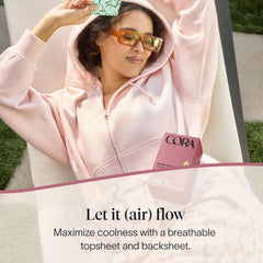 Cora individually wrapped liner opened for hygienic, discreet on-the-go use