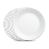 Corelle front view of Frost White plate showing clean minimalist design and versatility