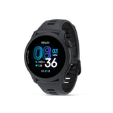COROS PACE 4 front view showing watch face and black silicone band, clear metrics benefit