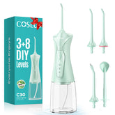 COSLUS C30 front view showing compact cordless flosser for easy cleaning