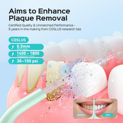 COSLUS precision nozzle close-up highlights targeted interdental benefit