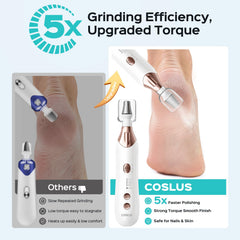 COSLUS C43 kit with five stainless-steel bits displayed for varied nail tasks