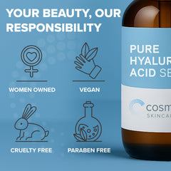 Cosmedica serum applied to hand showing smooth, hydrated skin and easy spreadability