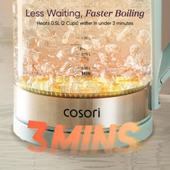 Cosori open lid displaying dual-angle design for splash reduction and cleaning