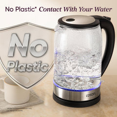Cosori kettle side profile with cool-touch handle for safe pouring