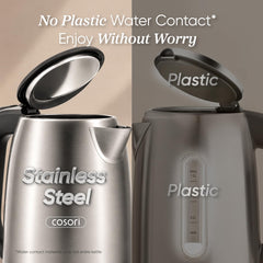 Cosori internal water level markings close-up for precise filling and no external plastic