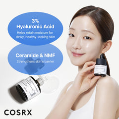 COSRX texture close-up of lightweight serum showing fast-absorbing consistency for comfortable wear