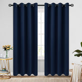 COSVIYA front view of navy blue panels showcasing modern blackout benefit