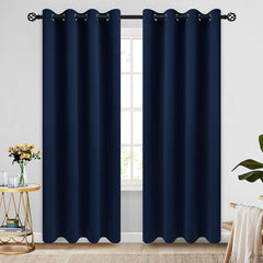 COSVIYA front view of navy blue panels showcasing modern blackout benefit