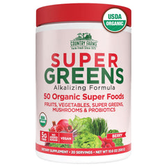 Country Farms front packaging showing product and berry flavor, convenient daily nutrition
