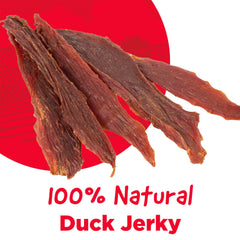 Country Kitchen close-up texture of duck jerky emphasizing natural meat quality